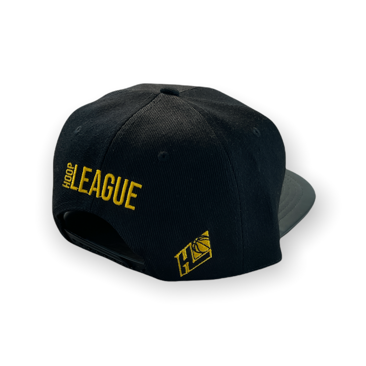 Hoop League Leather Brim Snapback Cap Black/Gold