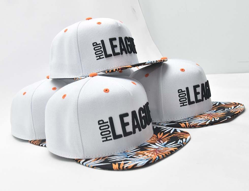 Varicolored Brim White and Orange Hoop League Snapback Hat