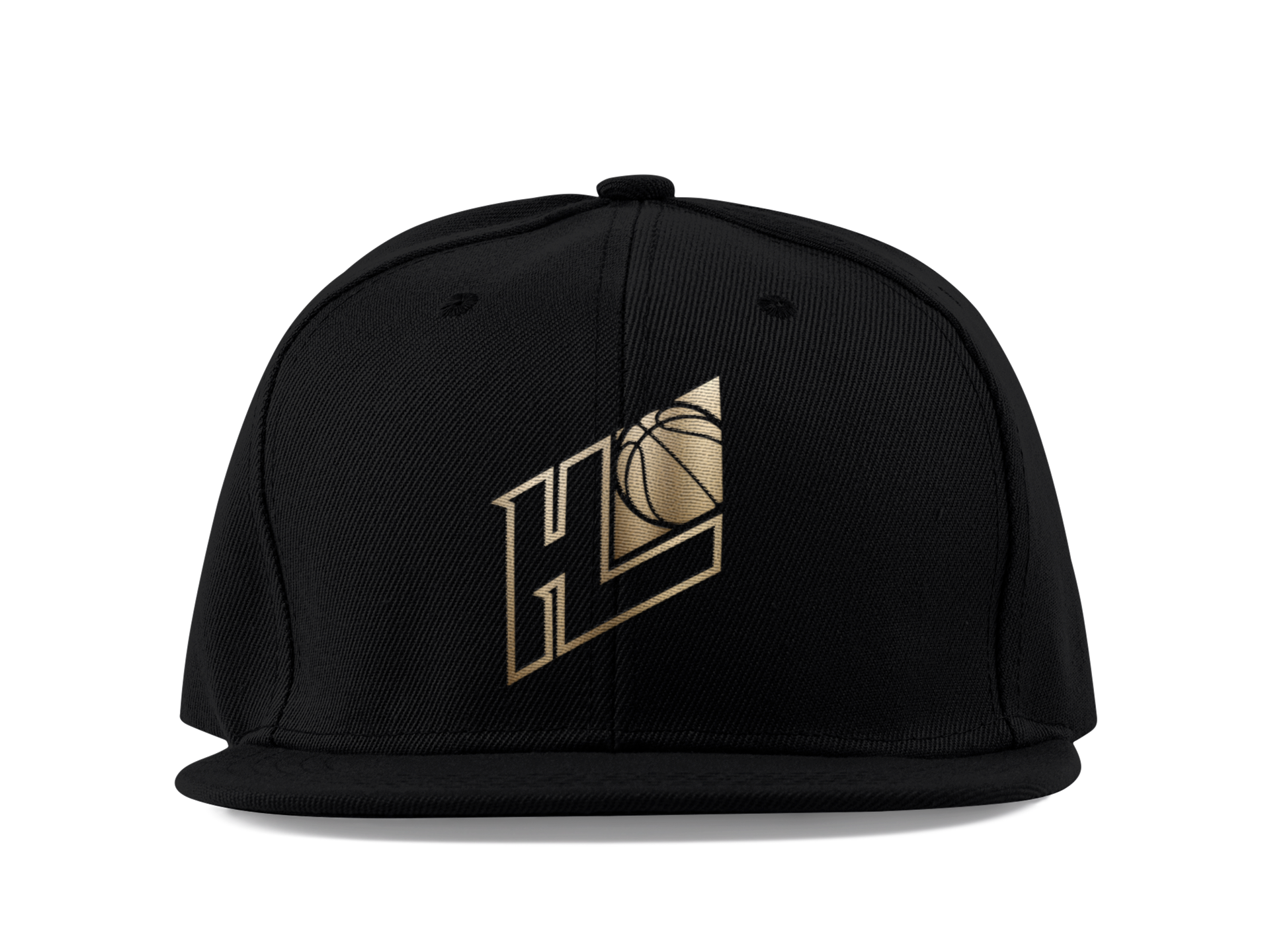 Hoop League Leather Brim Snapback Cap Black/Gold