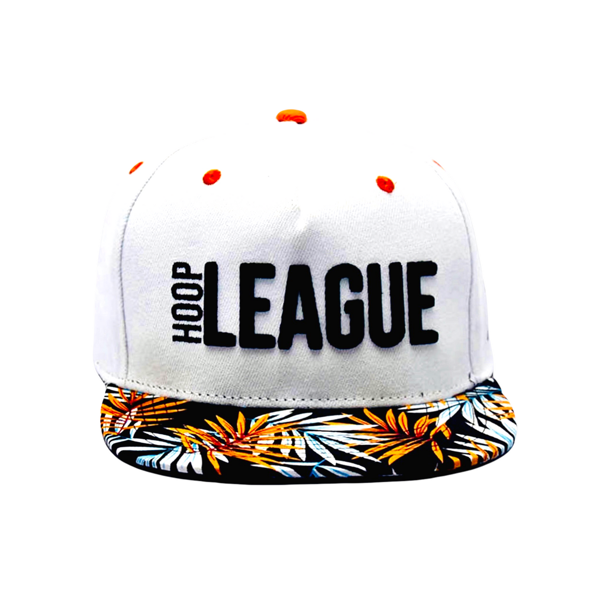 Varicolored Brim White and Orange Hoop League Snapback Hat